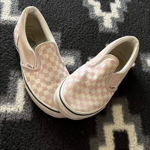 Vans Kids Light Pink Checkered Slip-On Sneakers